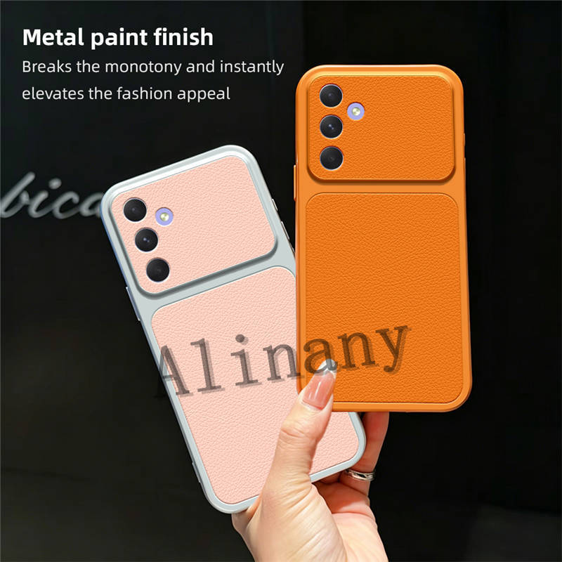 Dành Cho Samsung Galaxy A55 5G Ốp Lưng Silicon Mềm TPU Da PU Màu Trơn Ốp Lưng Cho Samsung A55 5G Vỏ 
