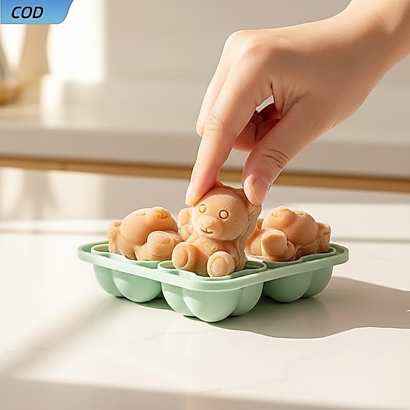 COD Bear hình Ice Cube Khuôn Silicone Ice Tray Bear hình Cà Phê/trà sữa Ice khuôn VN