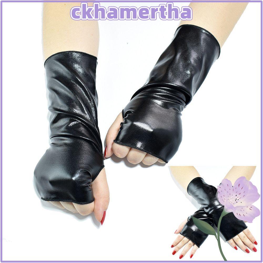 CKHAMPH Găng Tay Đen Gothic Hip-Hop Dance Gothic Punk Dress Up