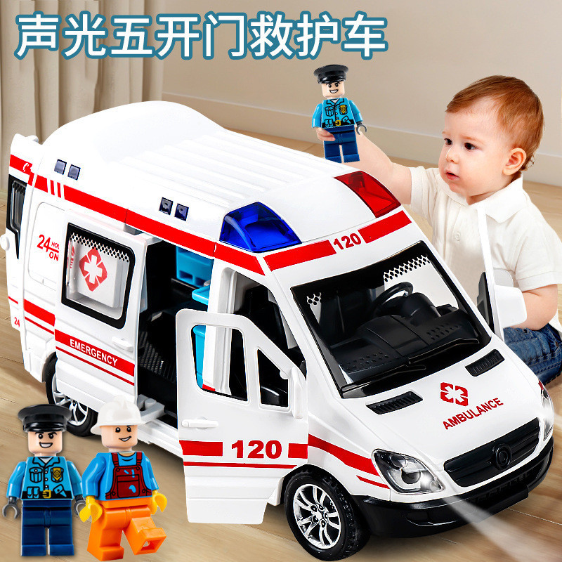 Kích Thước Lớn Mô Phỏng Xe Cứu Thương Năm Mở Cửa Bé Trai Âm Nhạc Nhẹ Mô Phỏng Đồ Chơi Xe Ô Tô 120-Tr