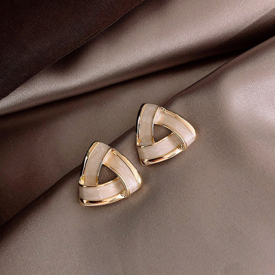 K-Beauty Hình Học Tam Giác Men Thả Bông Tai Nhẹ Dainty Studs Đa Năng Thường Ngày & Văn Phòng Sang Trọng Phụ Kiện