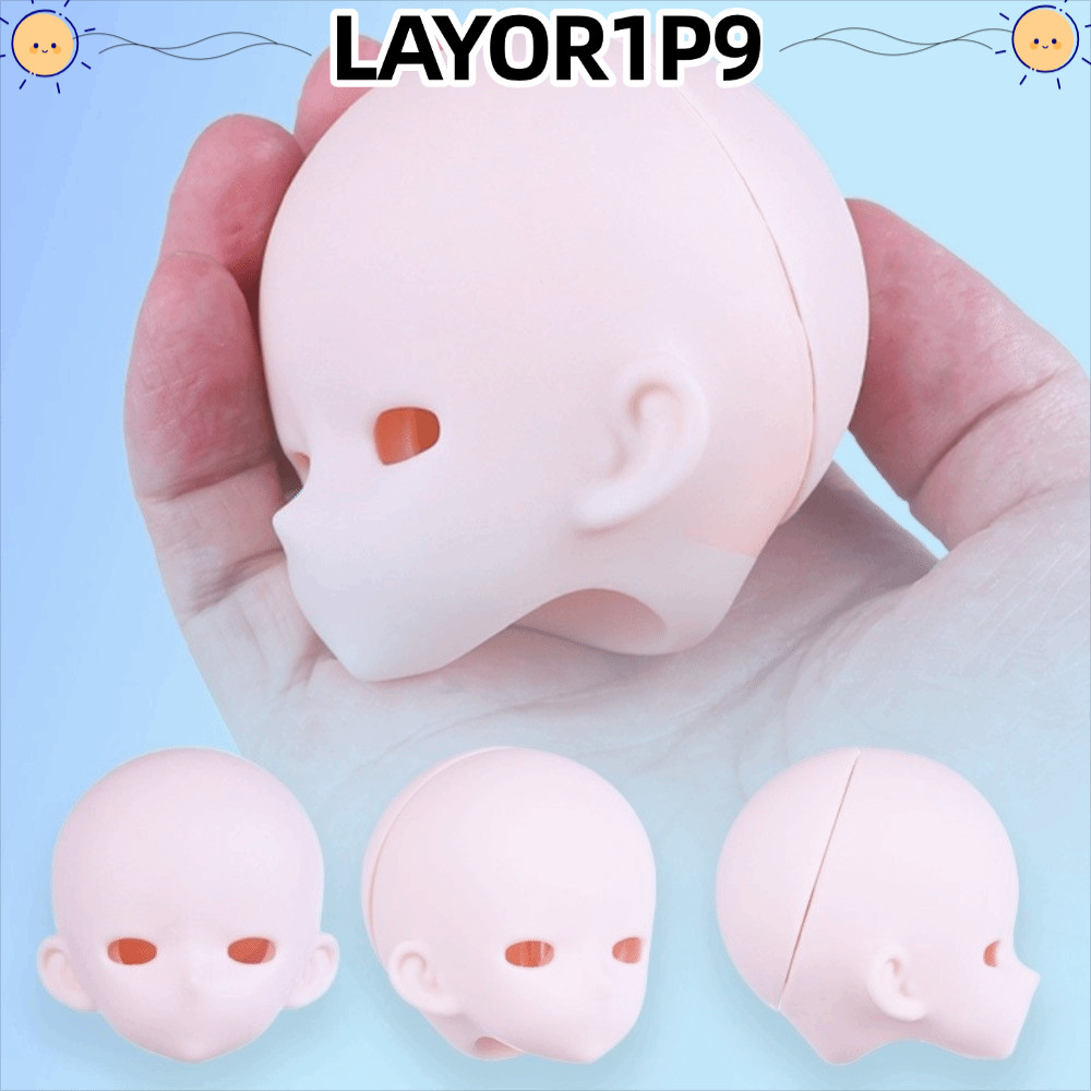 LAYOR1P9 1 / 4 BJD Anime Headsculpting, Anime-Style White Skin Bjd Baby Head, No Makeup PVC Openable
