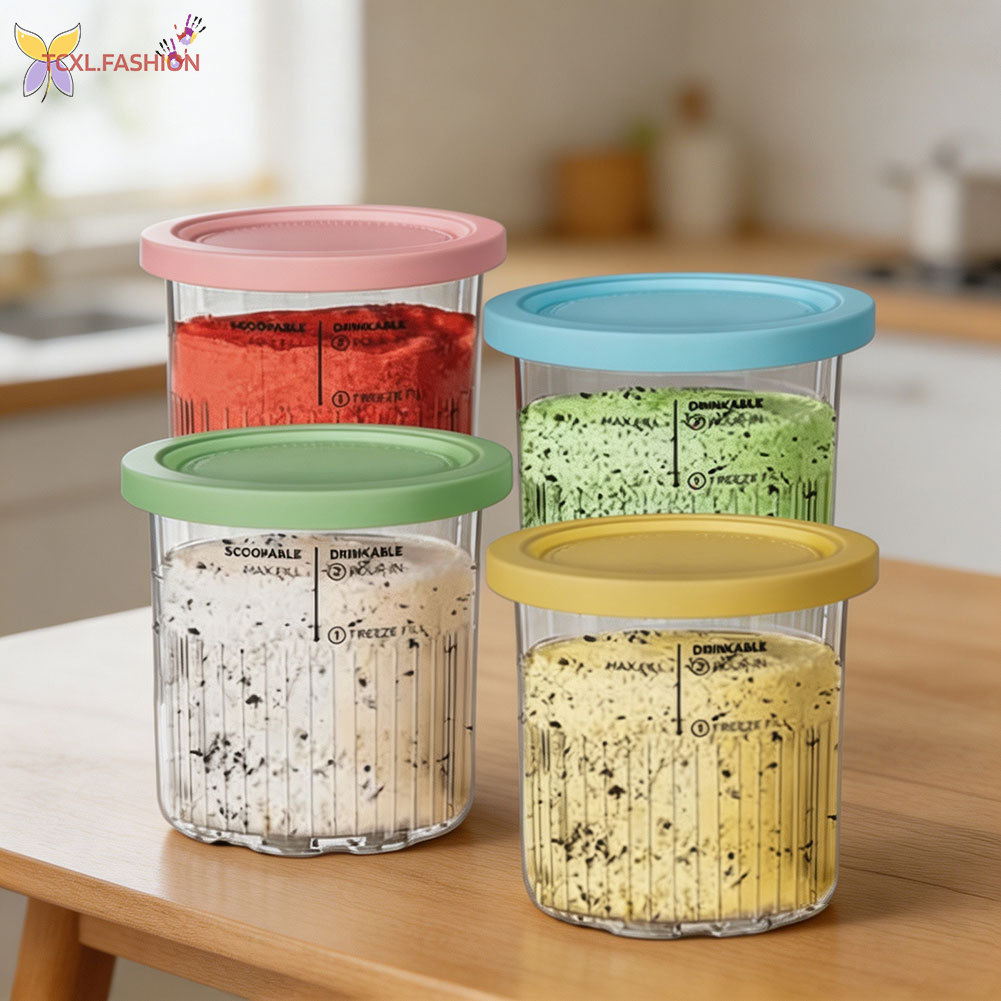4 Gói Pint Và Nắp Thay Thế 24oz Tương Thích Với Ninja NC501 NC500 Series Creami Deluxe Máy Làm Kem C