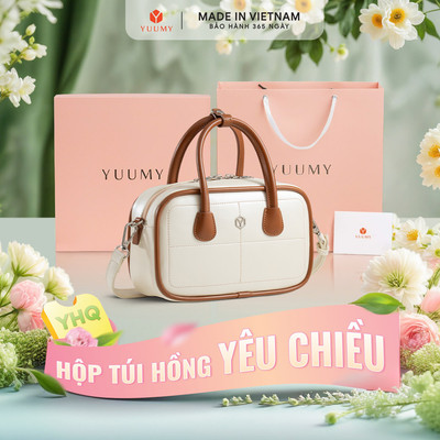 Bộ hộp quà YUUMY (Túi đeo chéo nữ YUUMY YN303 + Hộp quà YHQ2 + Túi giấy YTG2 + Túi rút BVR3838 + Thiệp cảm ơn YBT1)