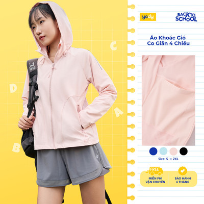 Áo khoác gió nữ 2 lớp YODY áo gió trượt nước siêu co giãn 4 chiều thoải mái, vải mềm mại WCWC25F045