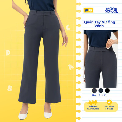 Quần tây nữ Yody ống loe cơ bản, quần âu nữ dáng suông sang trọng, thoải mái TRA- QAN6014