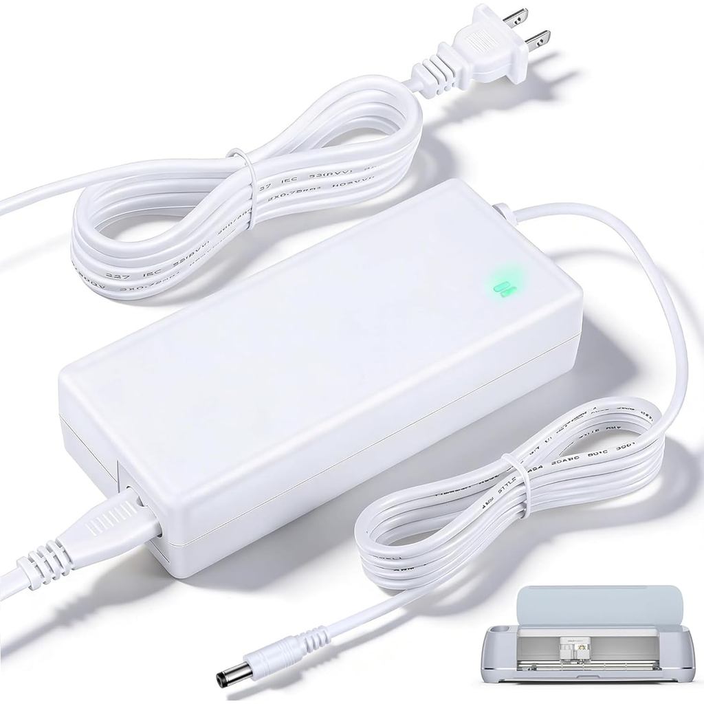 Thay thế dây nguồn Enhon 24V Tương thích với Cricut Maker 3, 2.75A Dây nguồn AC DC cho máy cắt khuôn