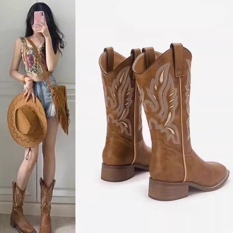 26 Giày cao bồi phong cách mới Giày bốt Martin Giày bốt phong cách dân tộc Bohemian
