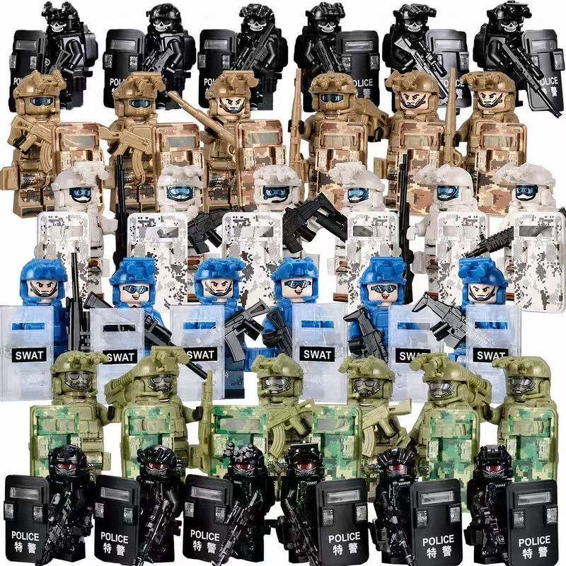 Tương thích với Lego Khối xây dựng SWAT Đồ chơi mô hình nhỏ Ghost Wolf Snow Leopard Ocean Seal Đồ ch