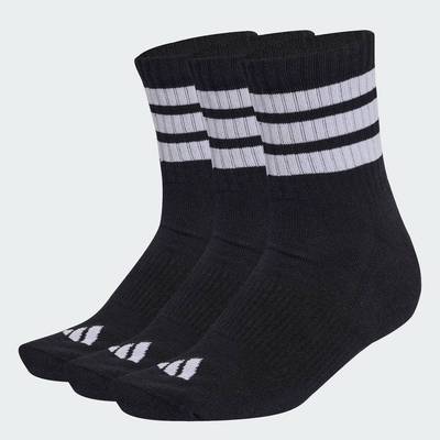 adidas Lifestyle 3 STRIPES CUSHIONED SPORTSWEAR MID CUT SOCKS 3 PAIR PACK Unisex Black KC9617