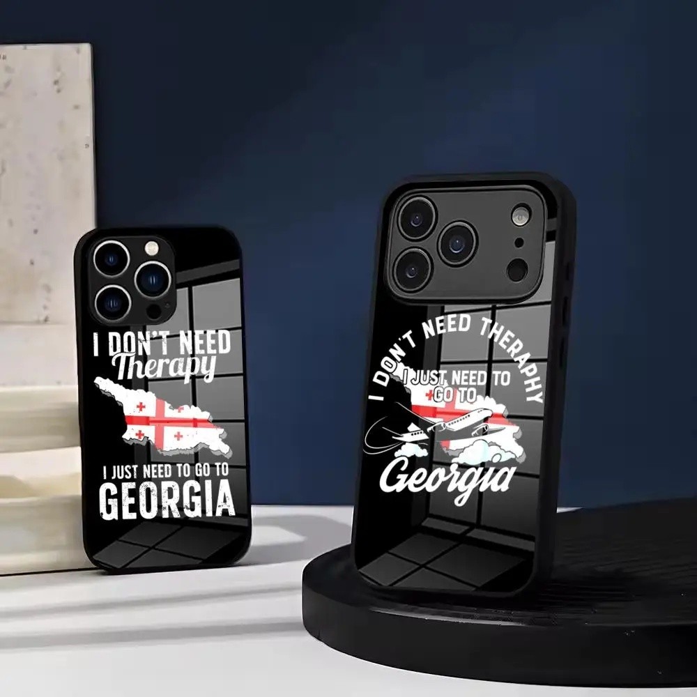 BK-1 Georgia flag Ốp Điện Thoại Kính Cường Lực Cho IPhone 17 Air 16 15 Pro Max 14 13 12 Plus Samsung