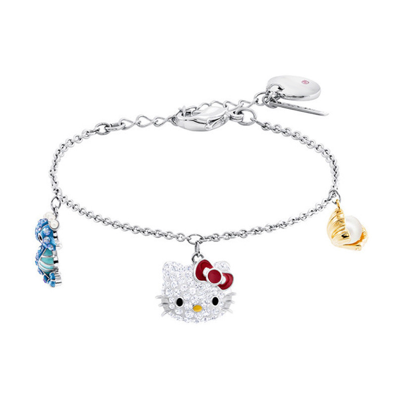 Hàng sẵn có [Túi quà tặng hộp] Swarovski Vỏ cá ngựa Vỏ Hello Kitty Vòng tay mèo cái
