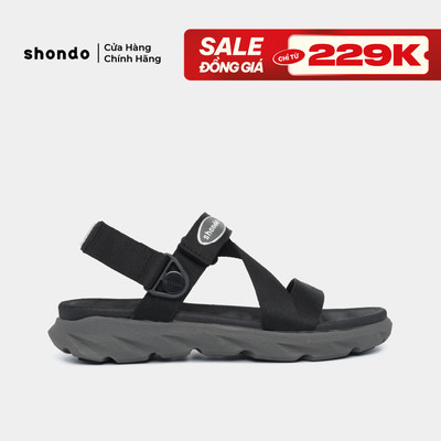 Giày Sandals Nam Nữ Shondo F6 Quai Xoay Đế Xám Phối Đen F6S1212
