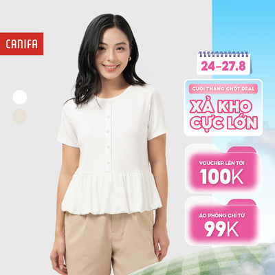 Áo kiểu nữ tay lỡ thiết kế xòe gấu áo giúp che khuyết điểm, phong cách trẻ trung thanh lịch CANIFA 6TS26S018