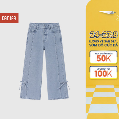 Quần jean bé gái CANIFA  cotton mềm, đính nơ 1BJ26C002