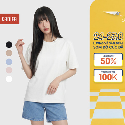 Áo phông nữ CANIFA áo thun basic cộc tay chất liệu cotton mềm mịn mát 6TS26S021