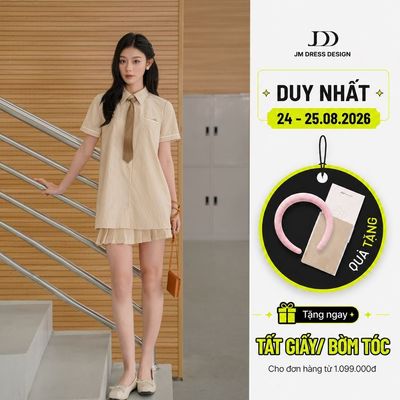 Set đồ Áo sơ mi cổ đức dáng suông túi ốp 2S12.2503K, Chân váy poplin xếp ly 4S12.2503K, set sơ mi chân váy xếp ly JM