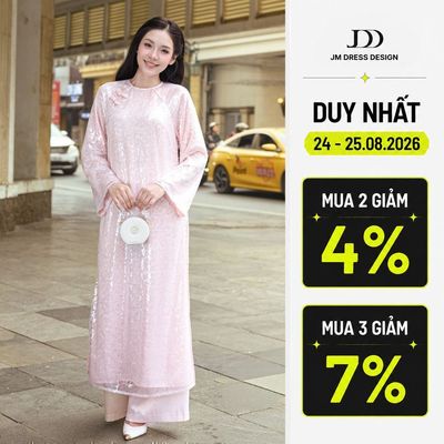 Áo Dài Thanh Hoa. Áo Dài Dáng Suông Đính Cúc Tàu 2M08.2509. Áo Dài Kim Sa Nữ Cổ Tròn Tay Dài Cổ Điển By JM