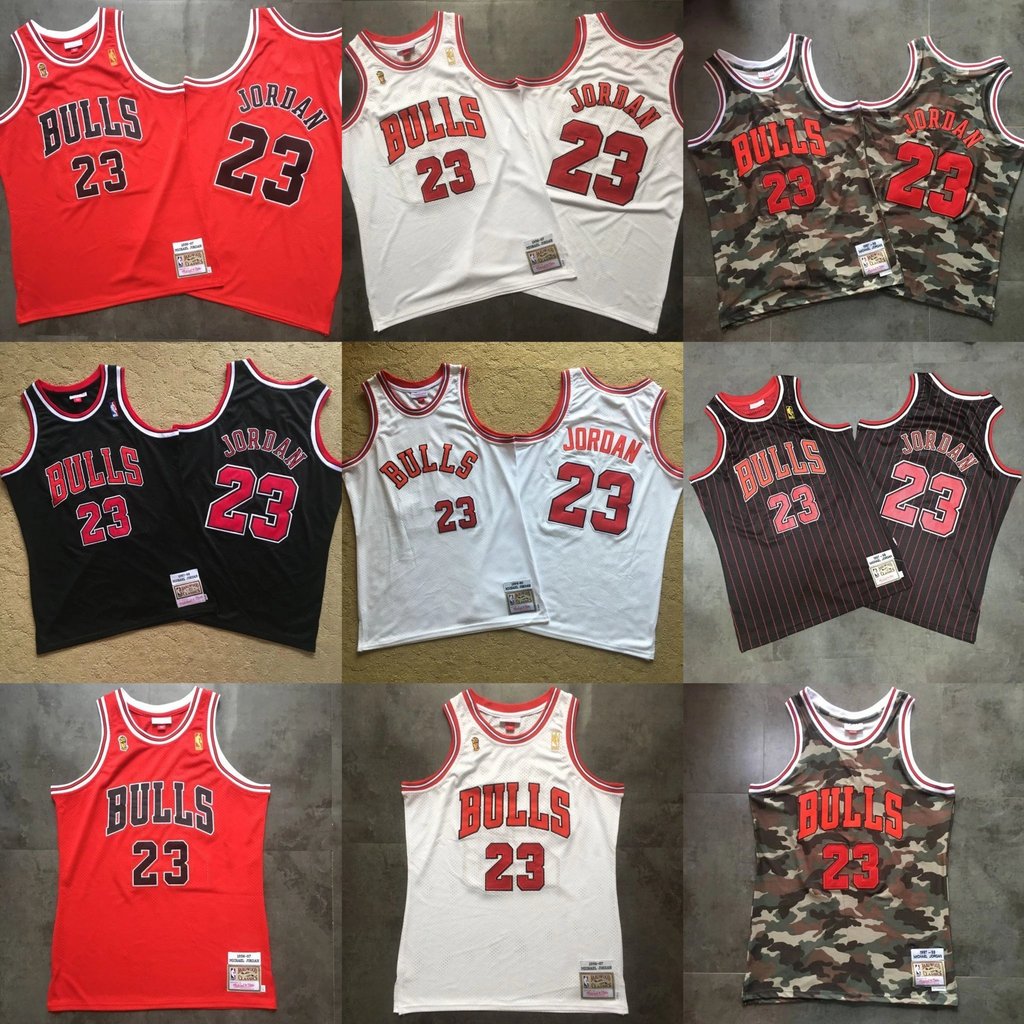 [Thêu mật độ đầy đủ AU] Mitchell & Ness Bull No. 23 Jordan 96-97 Logo vô địch Lưới Retro Mật độ đỏ H