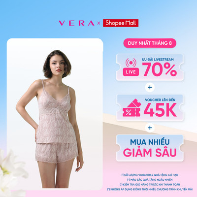 [NEW ARRIVAL] Bộ short nữ Vera polyamide in phối ren  - V0710