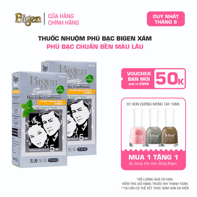 [LIVE] Combo 2 Thuốc Nhuộm Tóc Phủ Bạc Tại Nhà Bigen Xám - Phủ Bạc Thảo Dược, Dưỡng Tóc Mềm Mượt 80ml