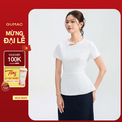 Áo Kiểu Nữ GUMAC Peplum Cut Out Cổ Đính Nút Kim Loại Thanh Lịch AG05029