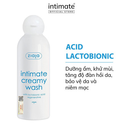 Dung Dịch Vệ Sinh Phụ Nữ Ziaja Intimate With Lactobionic Acid ZIAJA Giúp Khử Mùi, Dưỡng Ẩm, Tăng Đàn Hồi Cho Da 200ml