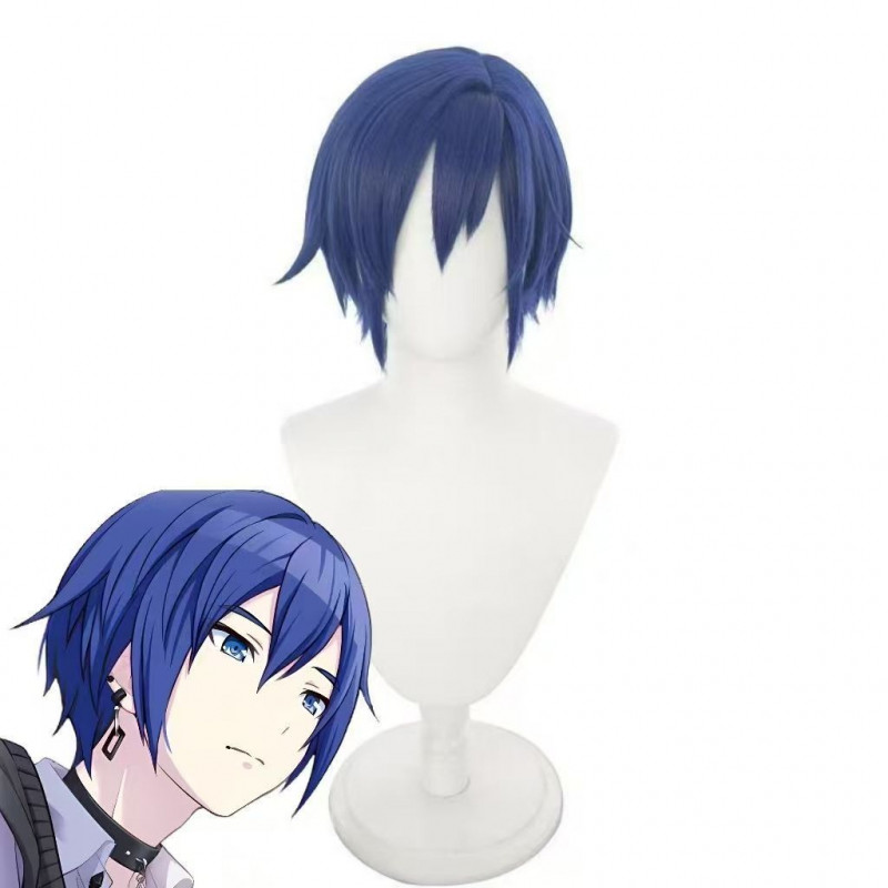 Project Sekai KAITO Cosplay Tóc Giả 33cm Màu Xanh Đậm Chịu Nhiệt Tổng Hợp Tóc