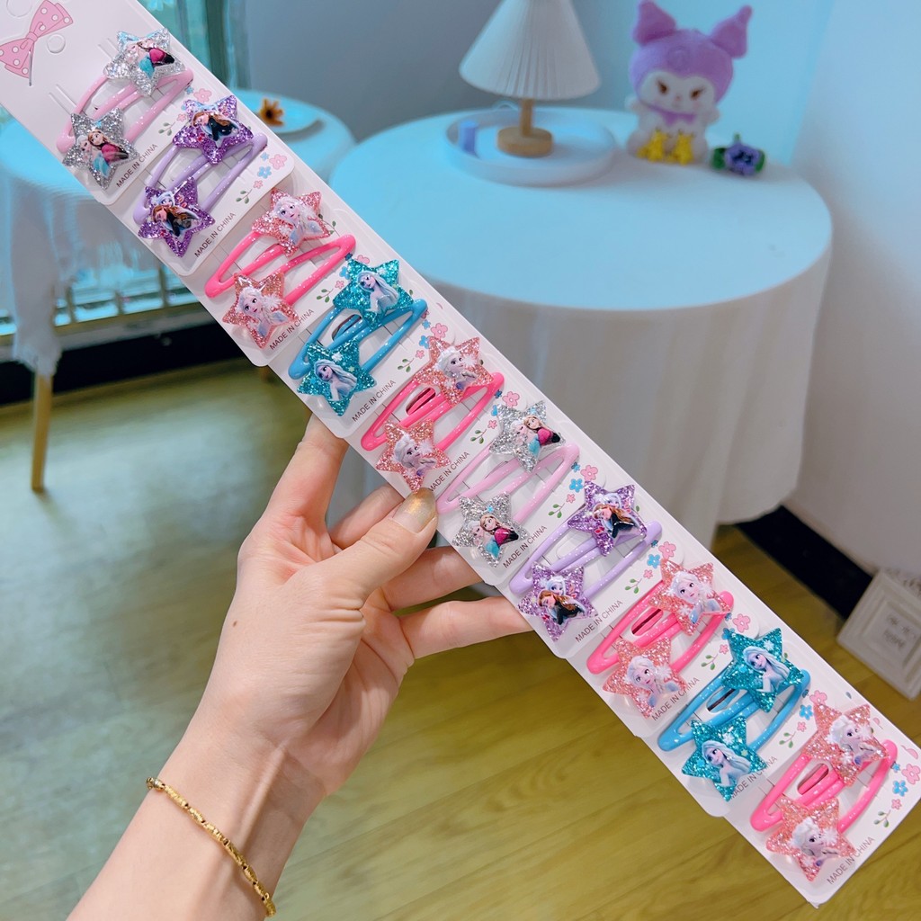 Công Chúa Elsa Phụ Kiện Tóc Trẻ Em Bộ Bé Gái BB Kẹp Đầu Phụ Kiện Elsa Gãy Tóc Elsa Kẹp Bên