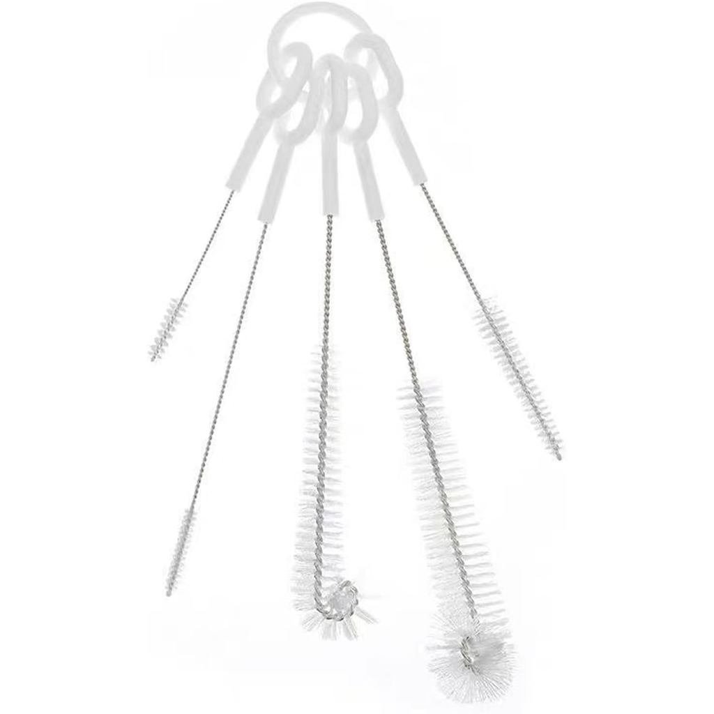 Straw Cleaner Brushes Sets, Long Handle Bottle Cleaner 5 Pieces Botthle Cleaning Brush and Nylon Tub