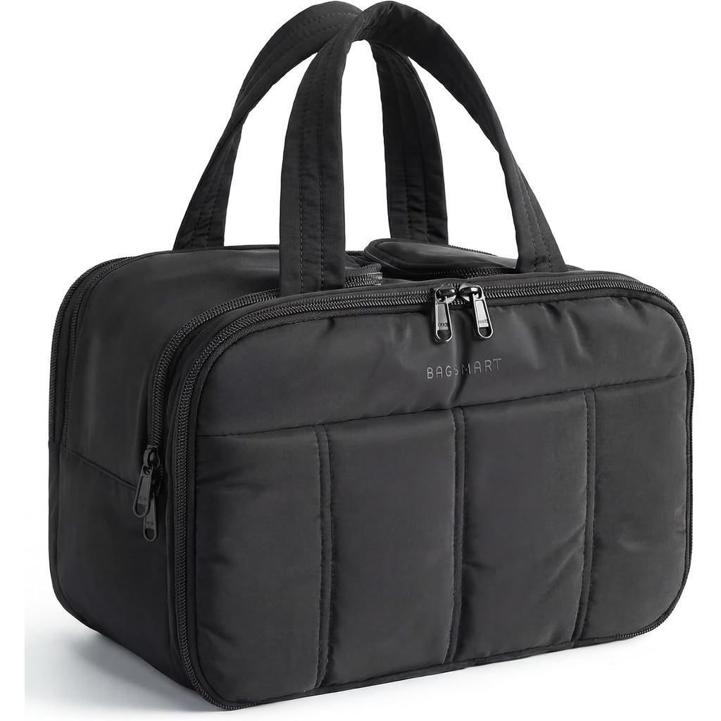 BAGSMART Travel Toiletry Bag, Puffy Large Toiletry Bag for Women, Lightweight Cosmetic Makeup Bag Or