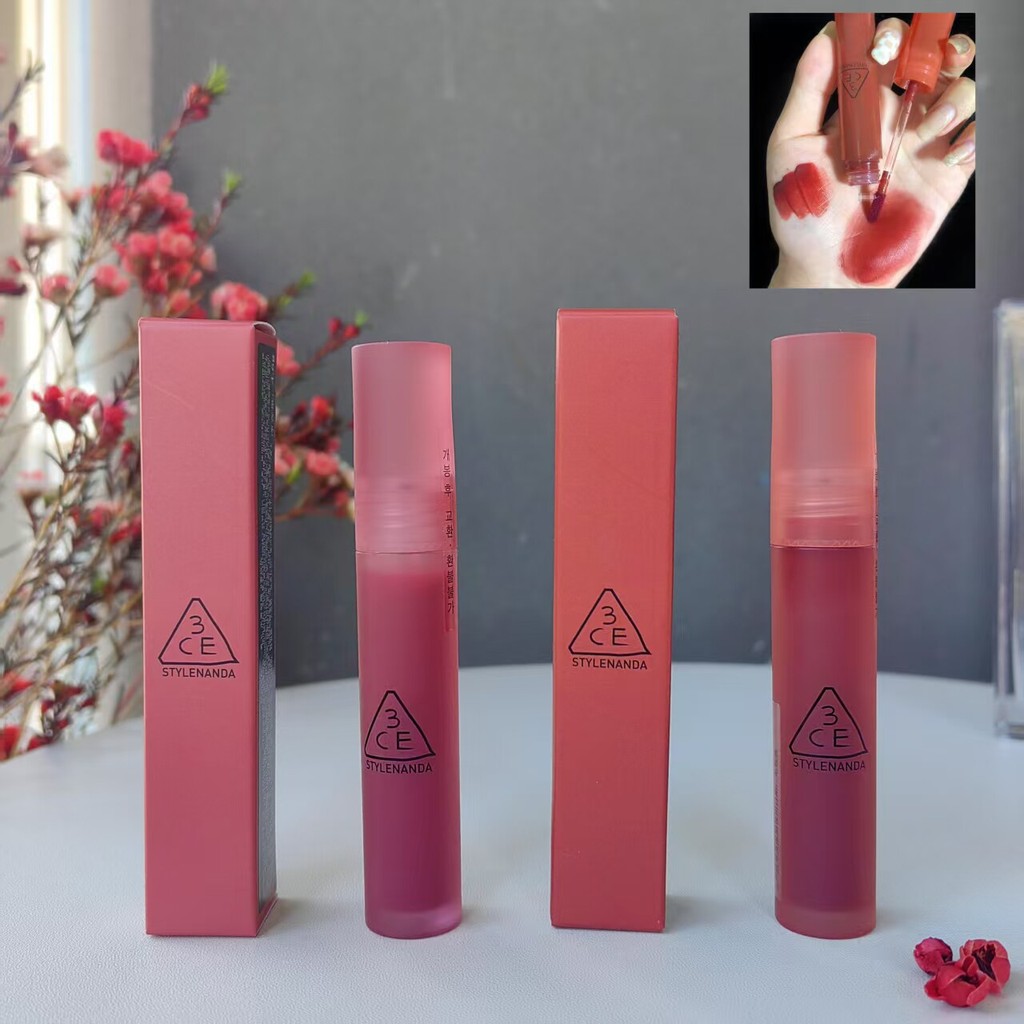 son romand son romand chính hãng 3CE Velvet Matte Lip Glaze Red Chestnut / Matte Rose / Tulip Powder