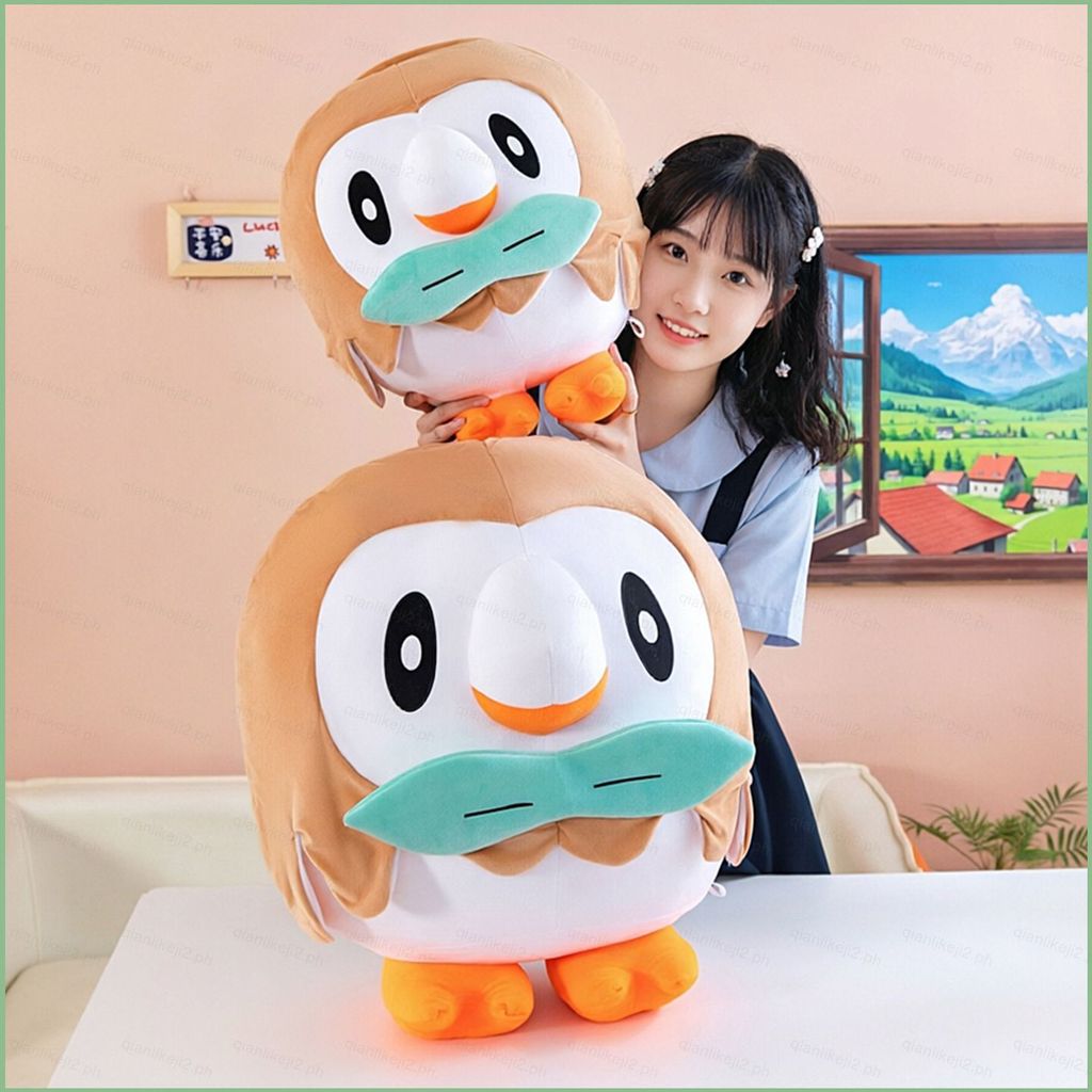 QL2 Pokemon Rowlet Plushie Hoạt Hình Dễ Thương Cú Cotton Đồng Hành Búp Bê Gối Mềm