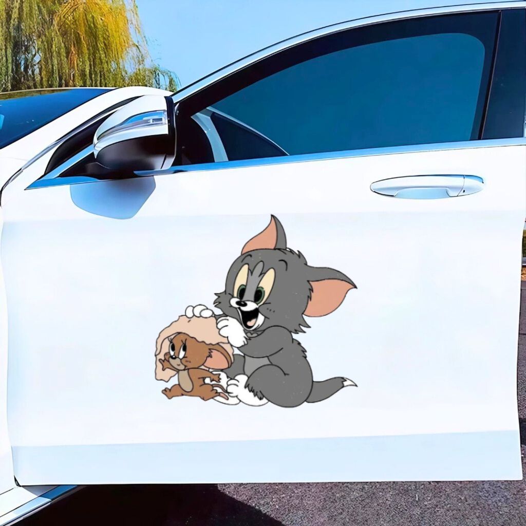 HỎA TỐC Decal Dán Xe Hơi Hình Tom Và Jerry Hài Hước Chống Thấm Nước - Tem Dán Trang Trí Ô Tô Độc Lạ.