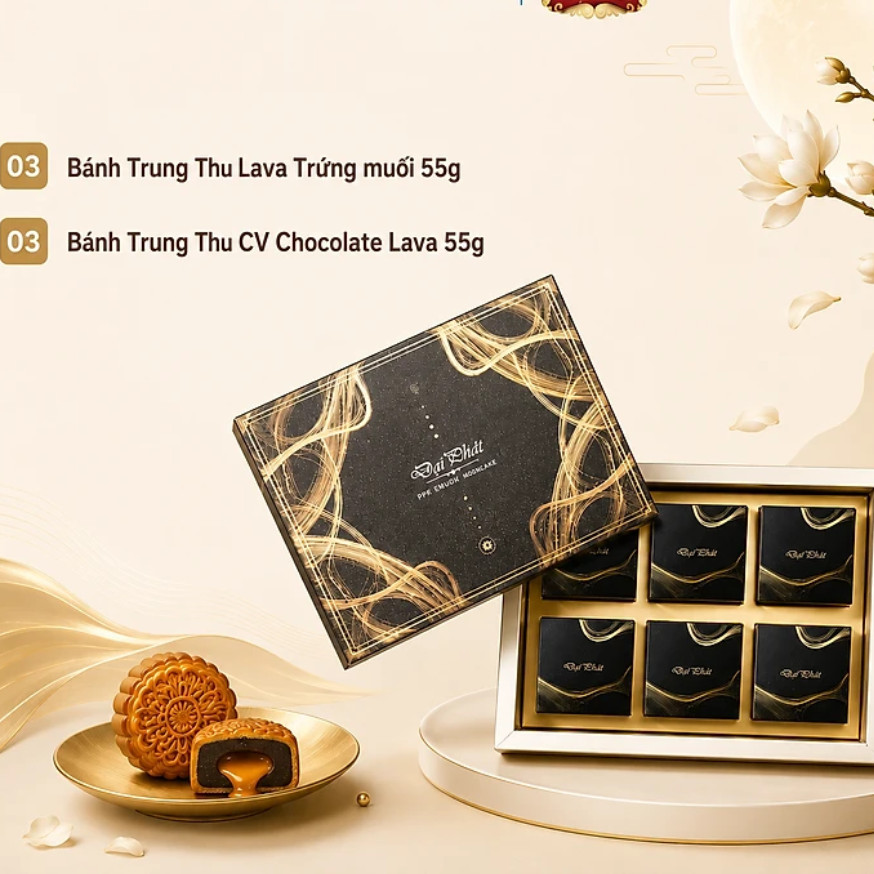 [HSD: 29.09.2026] - [Hộp 6 Bánh] Bánh Trung Thu Đại Phát - Lễ Hộp Lava Trứng Muối 820