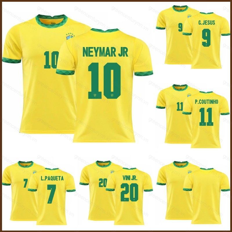 Áo thun bóng đá sân nhà quốc gia Brazil Neymar Paqueta Chúa Giêsu Vini Coutinho Áo bóng đá Tee Unise