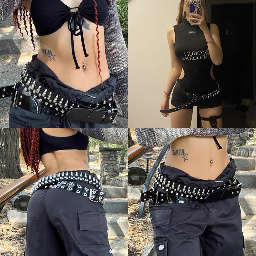 Ins Original Niche Punk y2k Đinh Tán Bullet Belt Influencer Cùng Phong Cách Quần Jean Kim Loại Phù H