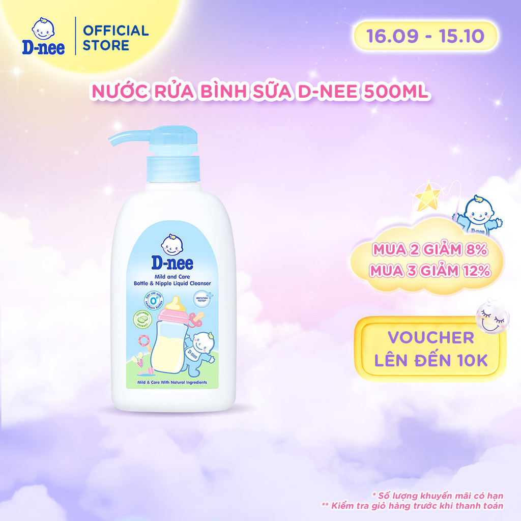 Nước rửa bình sữa D-nee, chiết xuất dưa leo, an toàn lành tính, khử khuẩn hiệu…