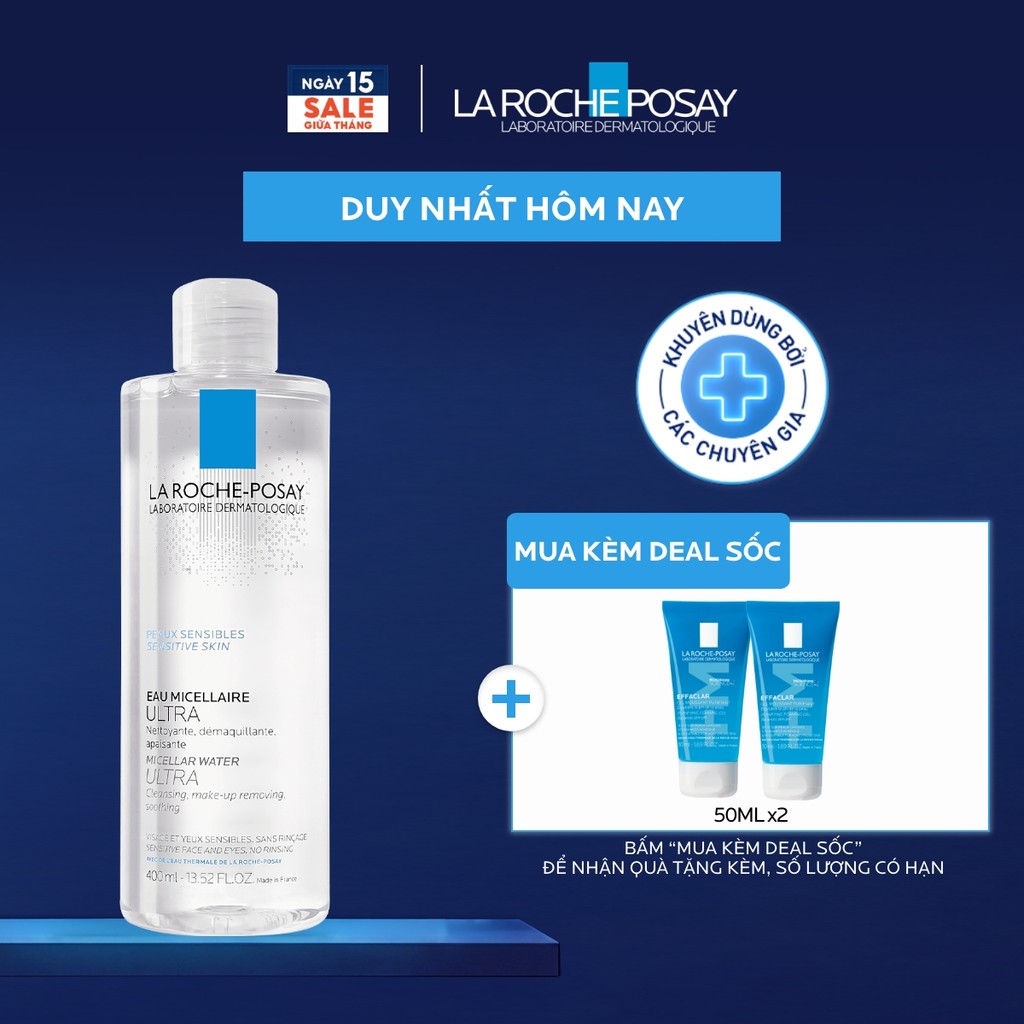 Nước tẩy trang làm sạch sâu cho da nhạy cảm La Roche-Posay Micellar Water Sensitive Skin 400ml