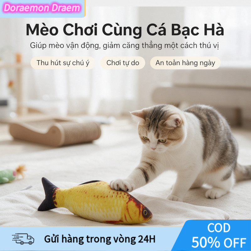 [COD] Cá vải catnip dài 20 cm không khóa kéo cho mèo vờn trong thời gian rảnh