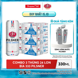 Nồng Độ Cồn 4.3% - Combo 3 Thùng 24 Lon Bia 333 Pilsner 330ml