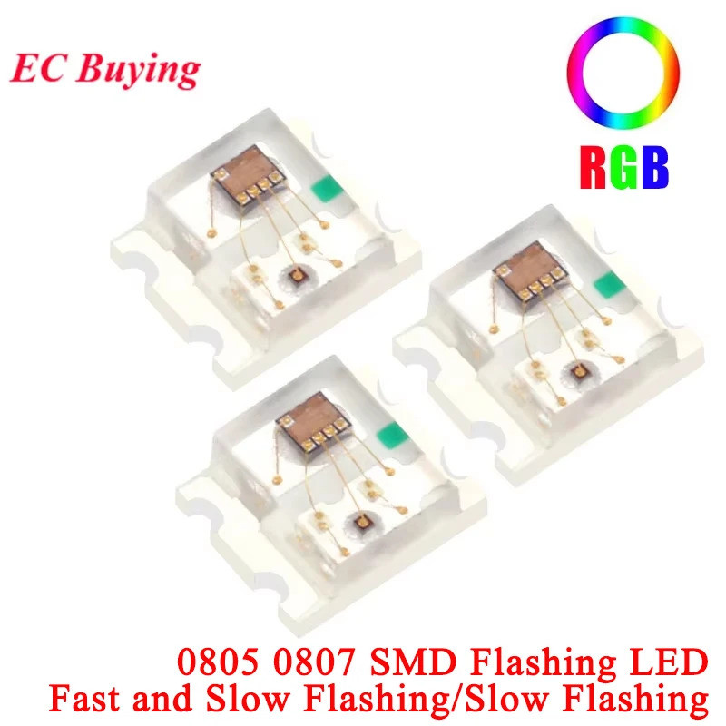 EC buying 100 Cái / 5 Cái Đèn LED Nhấp Nháy SMD Diode 0805 RGB Diodo flash Alto Brilho Diod 0807 RGB