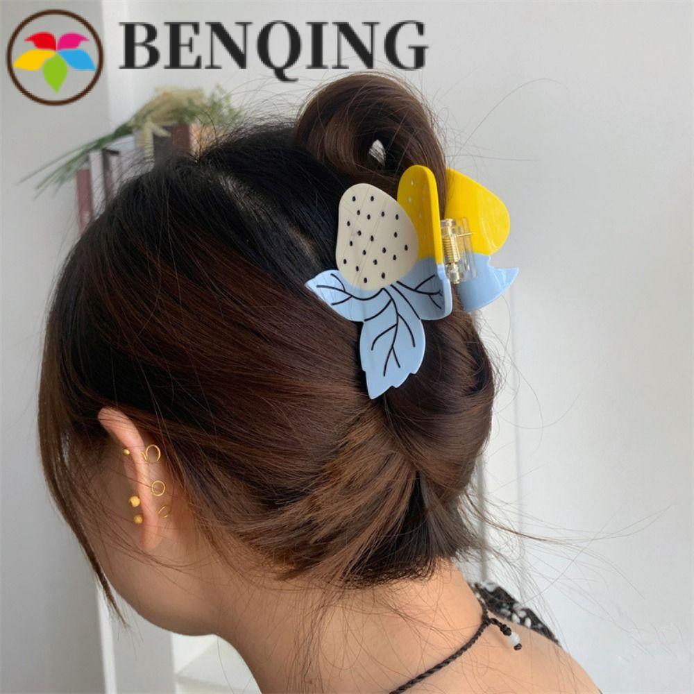 BENQING Fruit Acetate Claw Clip, Kẹp Tóc Ngọt Ngào Dâu Acetate Kẹp Tóc, Kẹp Tóc Tinh Tế Đuôi Ngựa Dễ