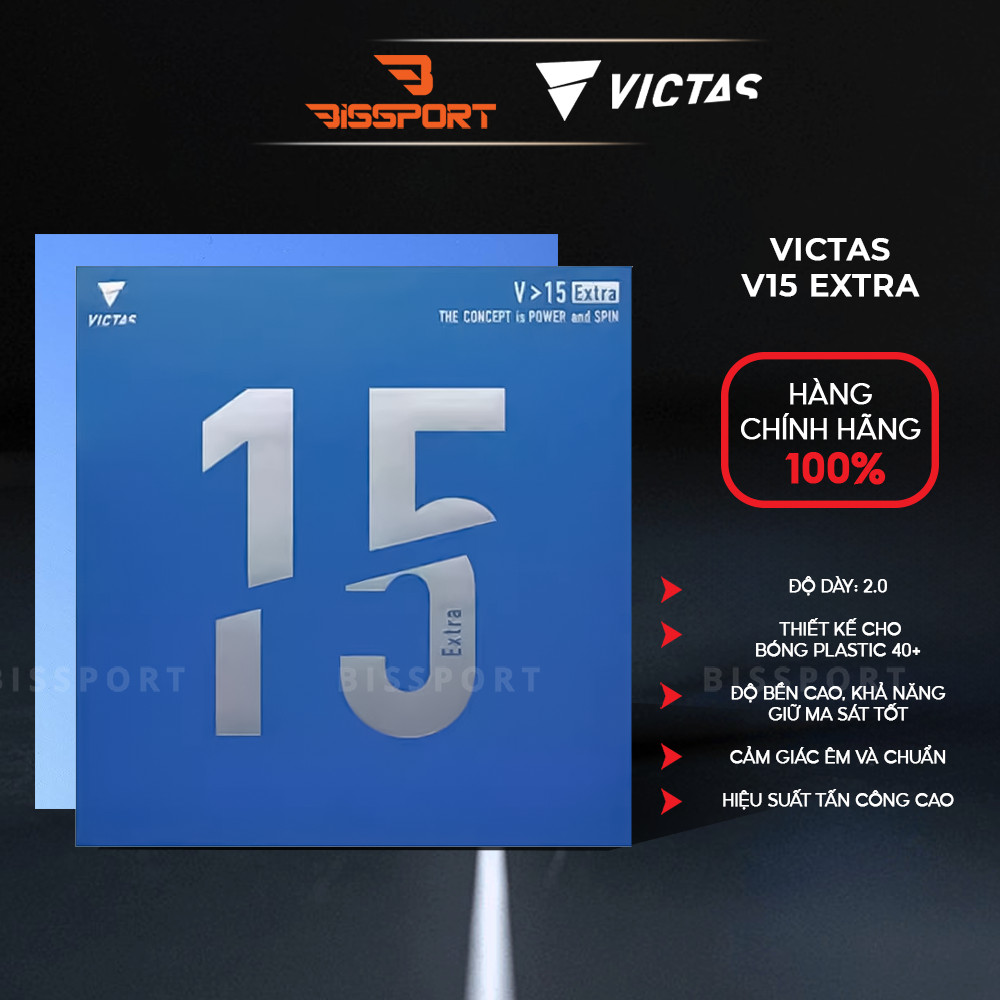 Mặt Vợt Bóng Bàn Victas V15 Extra Xanh Chính Hãng - Tấn Công Mạnh, Xoáy Cao, Kiểm Soát Tốt, Bển Bỉ V