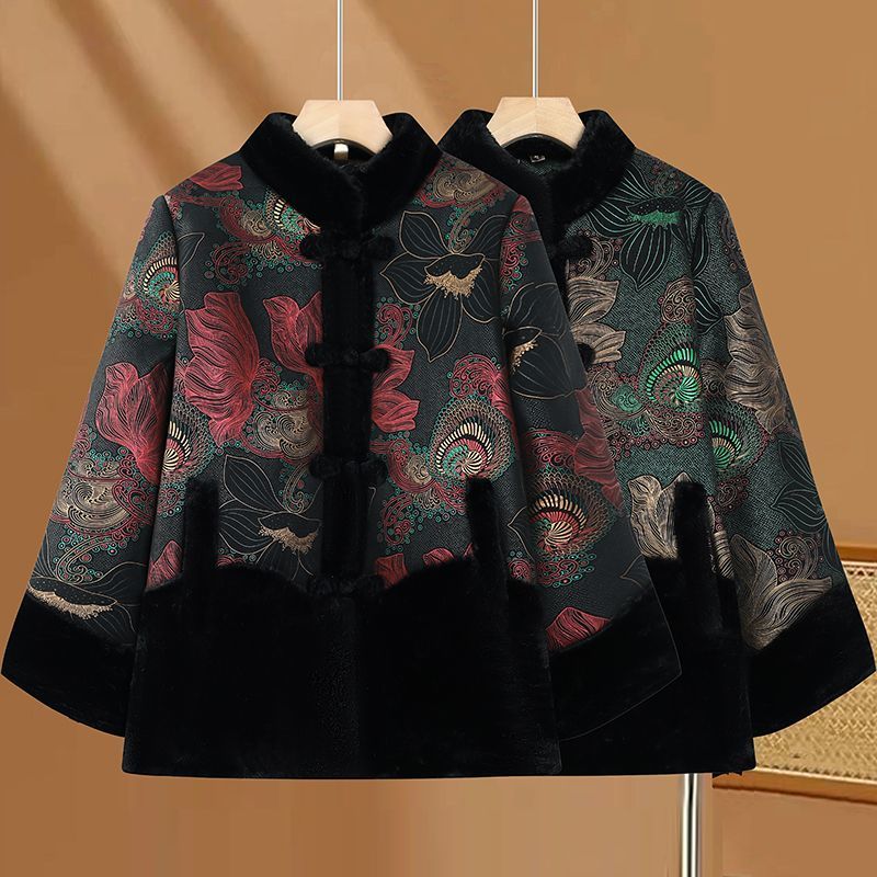 Áo khoác lông cừu có đệm ấm áp, phù hợp cho người trung niên và già mùa đông