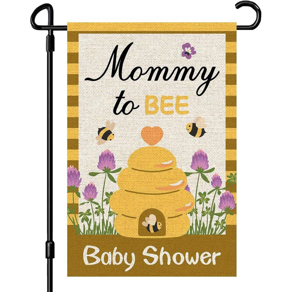Mommy to Bee Garden Flag, Bumble Bee Theme Baby Shower Party Yard Sign, Bee Pregnant Party Trang trí