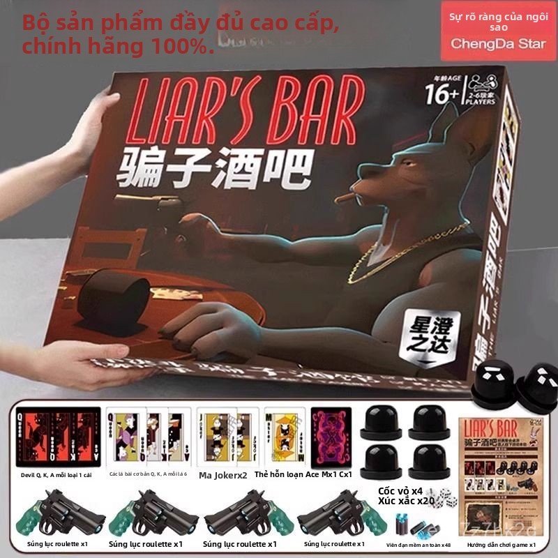 Bộ board game Liar's Bar quán bar nói dối bài poker mô hình súng lục đạo cụ trò chơi tiệc tùng hội n