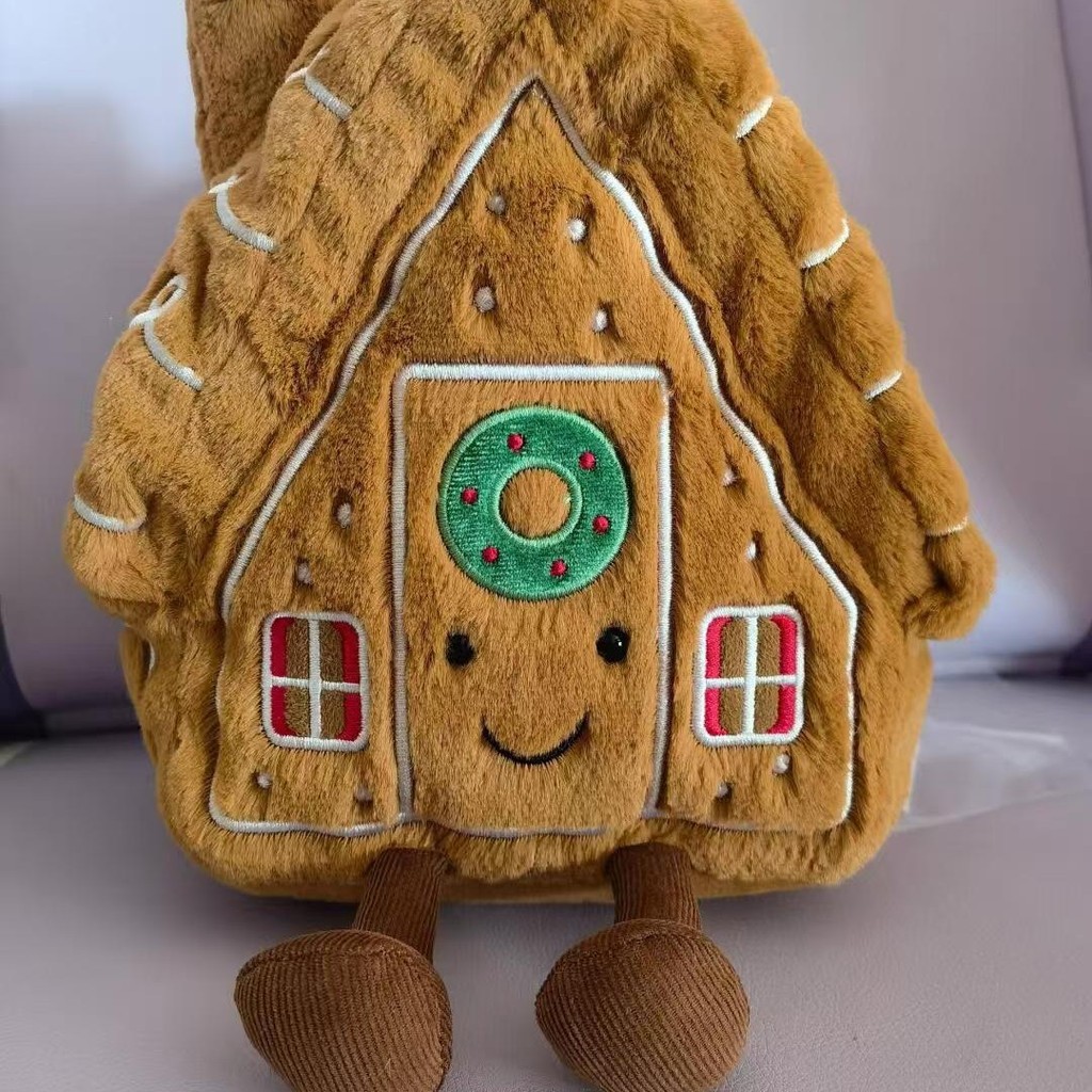 Y2DJ Christmas Gingerbread House Plush Toy ins Cute little house doll holiday decoration pillow gift