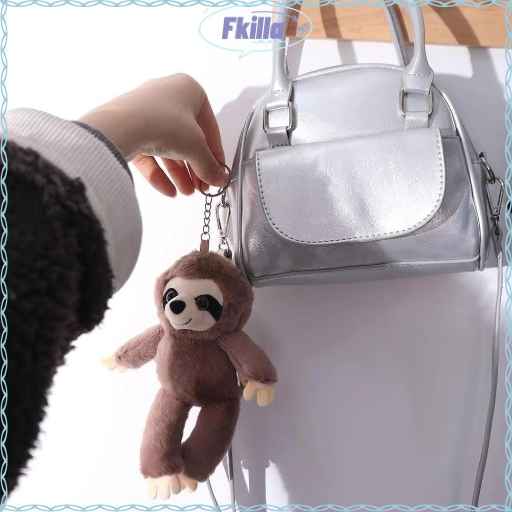 FKILLA Sloth Mặt dây chuyền nhỏ, Móc khóa mô phỏng Con lười động vật nhồi bông, Mặt dây chuyền mềm M