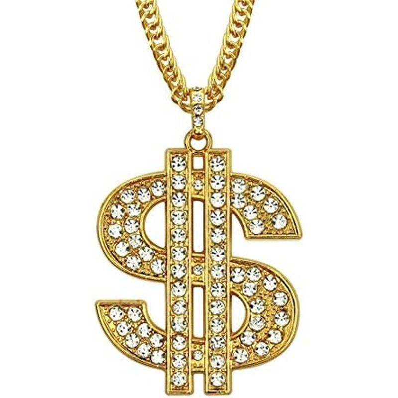 KIFEDSLJ Đô La Ký Vòng Cổ Hip Hop Tiền Đô La Đá Ra Kim Cương Giả Dây Chuyền Vàng Vòng Cổ Cho Nữ Than